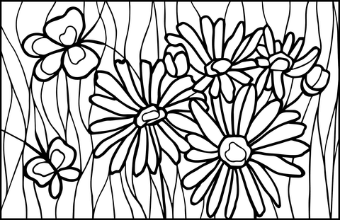 Daisy Stained Glass Coloring Page